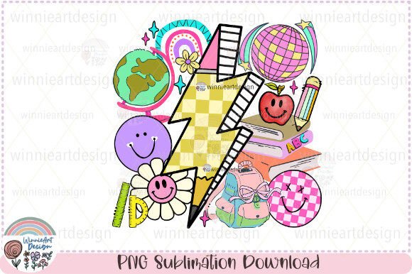 Back to School Groovy Teacher PNG: Graphics for T-Shirt Designs & Content