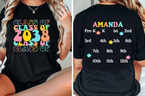 Class of 2038 Handprint Back to School Graphics & T-Shirt Designs
