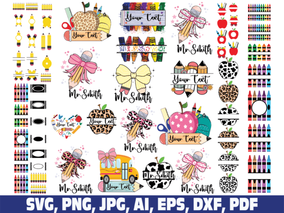 Crayons Name Back to School SVG PNG Graphics for Crafts