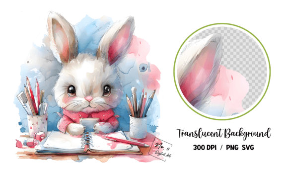 Cute Cute Rabbit Back to School Clipart