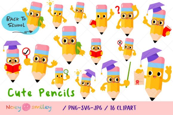 Funny Pencils Cartoon Clipart: Playful Graphics & Illustrations