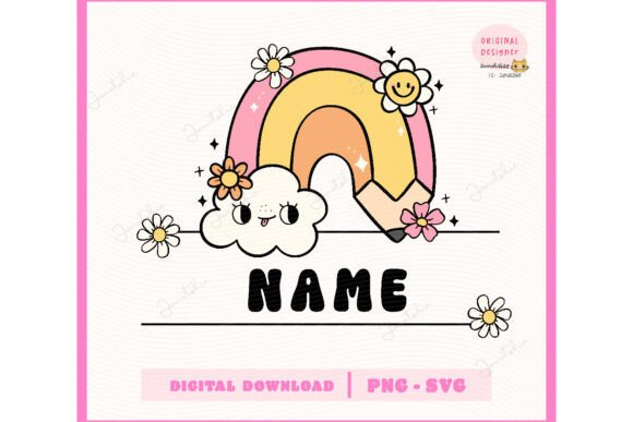 Groovy Rainbow Pencil PNG Graphics & Illustrations