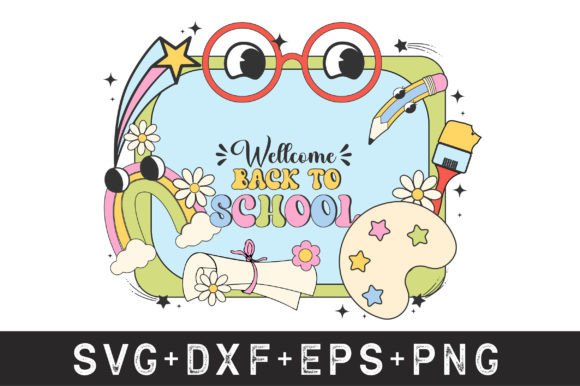 Groovy Retro Back to School Graphics for Crafts
