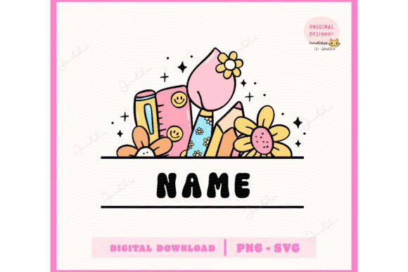 Groovy Retro School Split Frame SVG