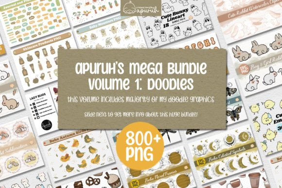 Mega Bundle Volume 1 Doodle PNG: Graphics & Illustrations for Sellers