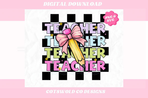 Retro Teacher Checkered PNG SVG Design